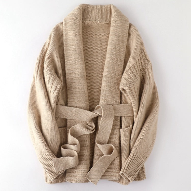 V-neck Temperament Knitted Loose Twist Mid-length Sweater