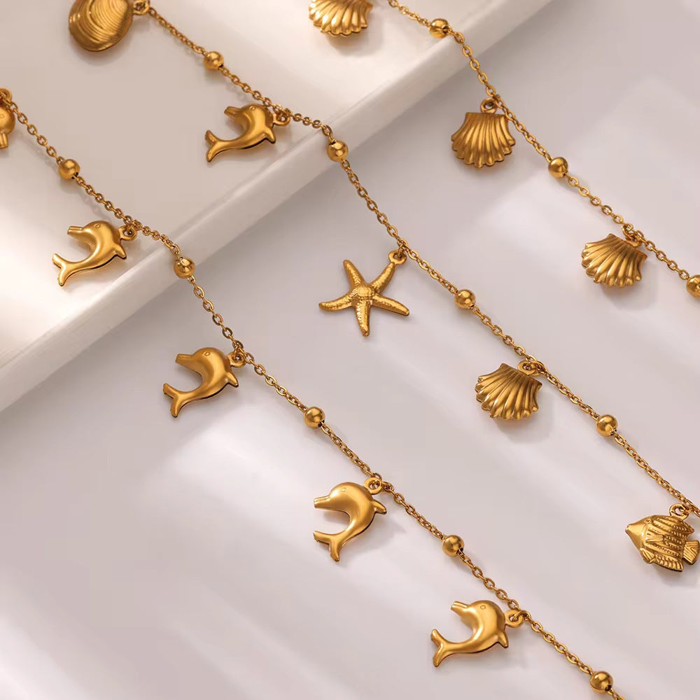 Dolphin Starfish Shell Pendant Ocean Series Anklet