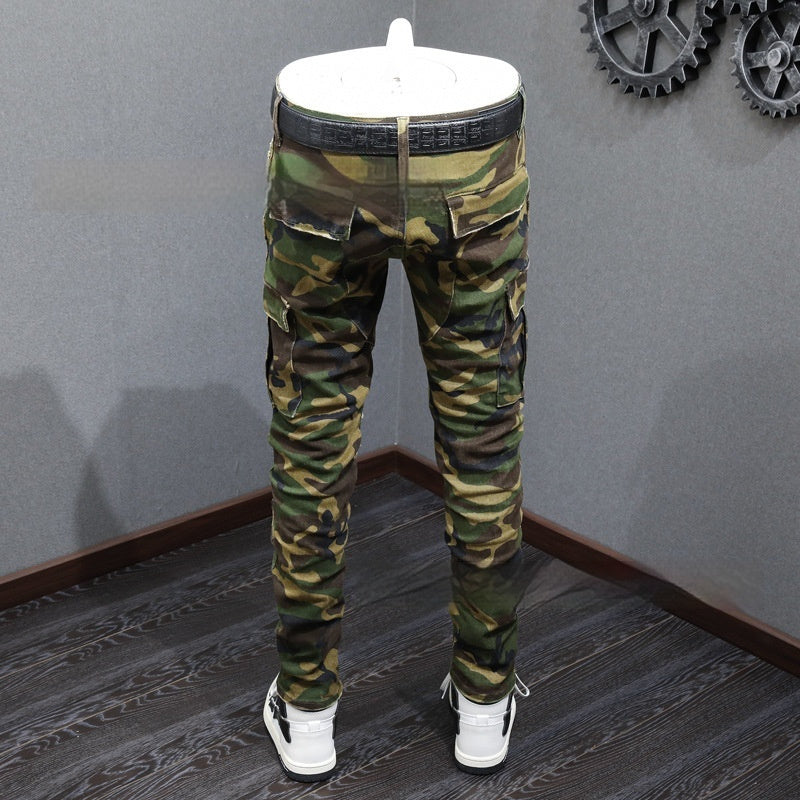 Fashion Camouflage Men's Jeans Broken Holes Pants