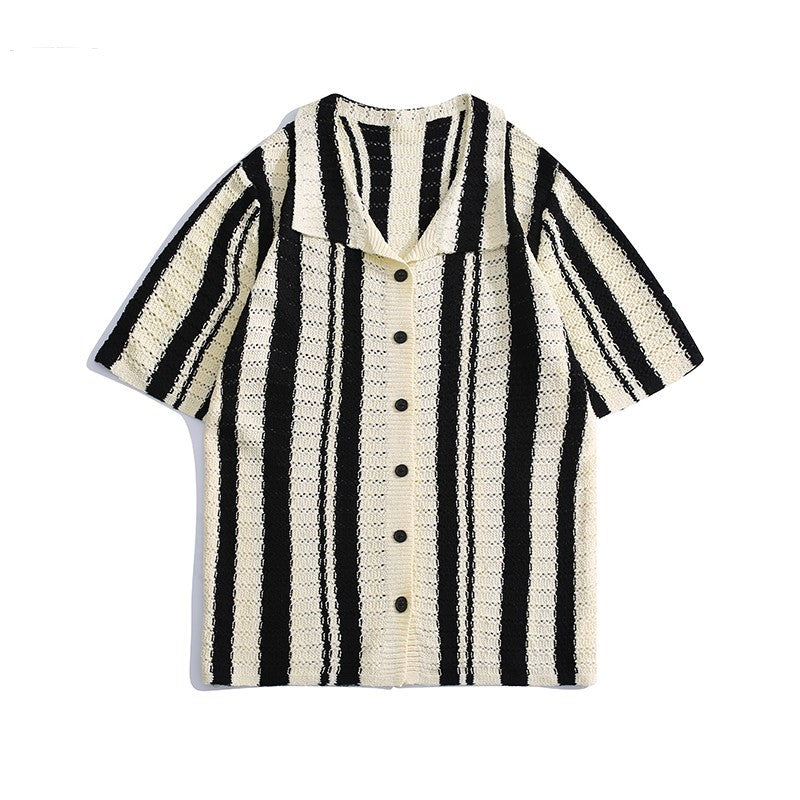 Empty Polo Collar Stripes Shirt