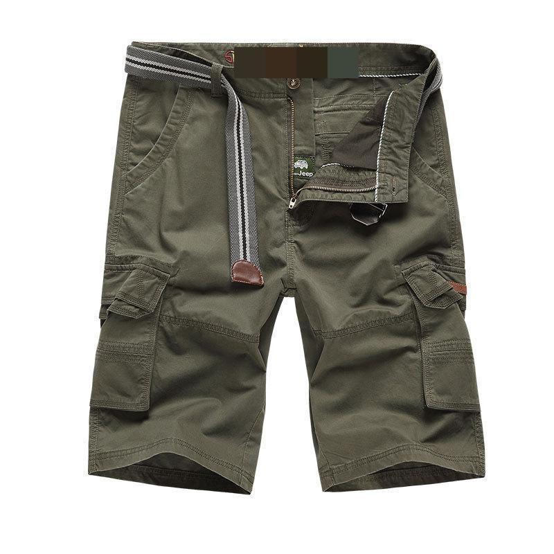 Men's Cotton Washed Fashion Solid Color Multi-pocket Casual Shorts