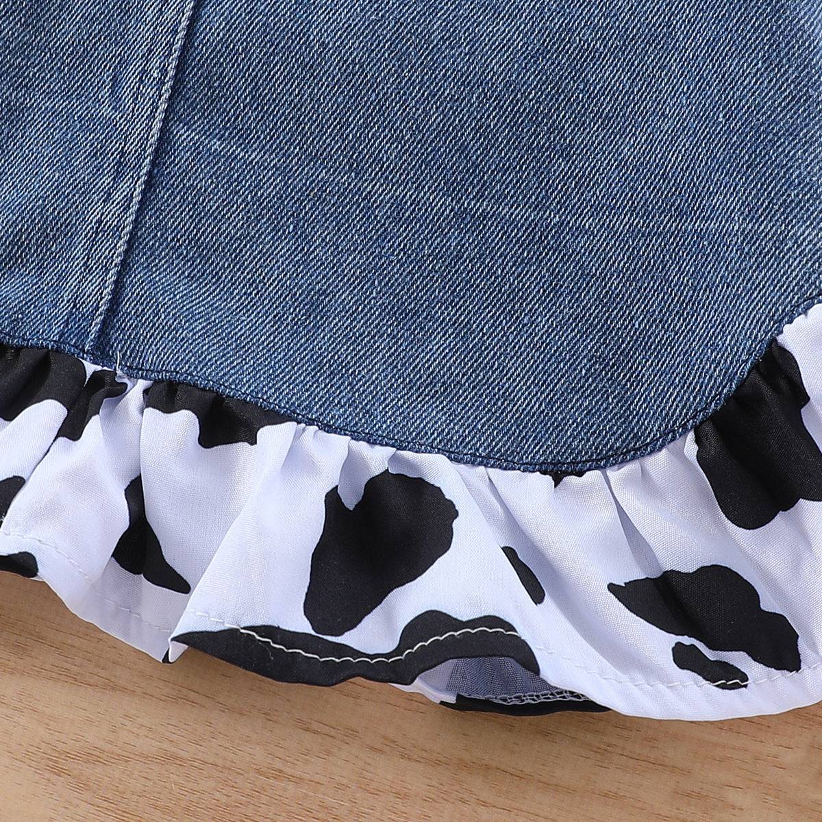 Cow Print Shirt Top Bow Denim Carrier Shorts