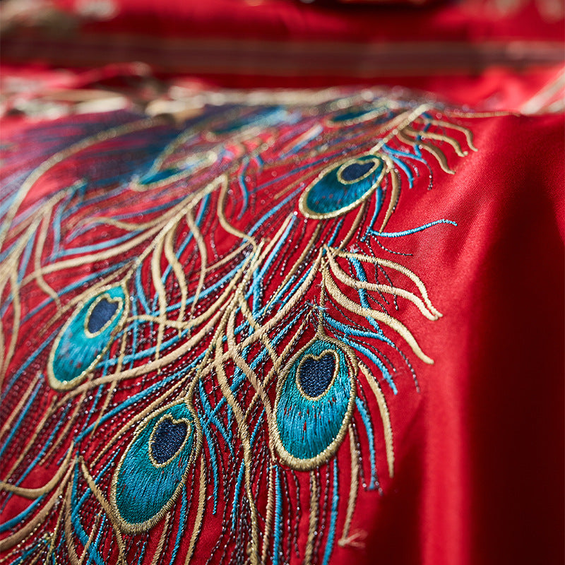 Four-piece Red Wedding Set Long-staple Cotton Embroidery