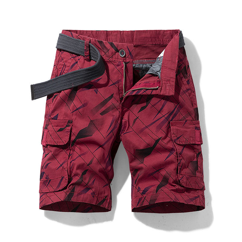 Summer New Youth Loose Cropped Pants Geometric Printed Stretch Overalls Shorts
