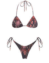 Printed Reversible Lace-up Triangle Bikini