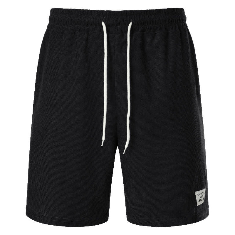 Pure Color Tied Sports Pants Corduroy Simple Five-point