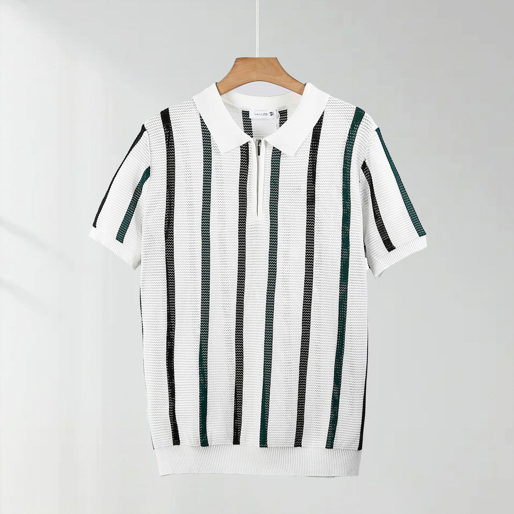 Hollow Mesh Short-sleeved Knitting Polo Shirt