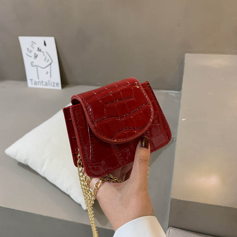 Mini Texture All-match Chain One-shoulder Stone Grain Crossbody Bag