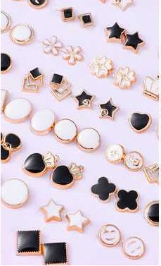 Peach Heart Box 36 Pairs Of Plastic Stud Earrings