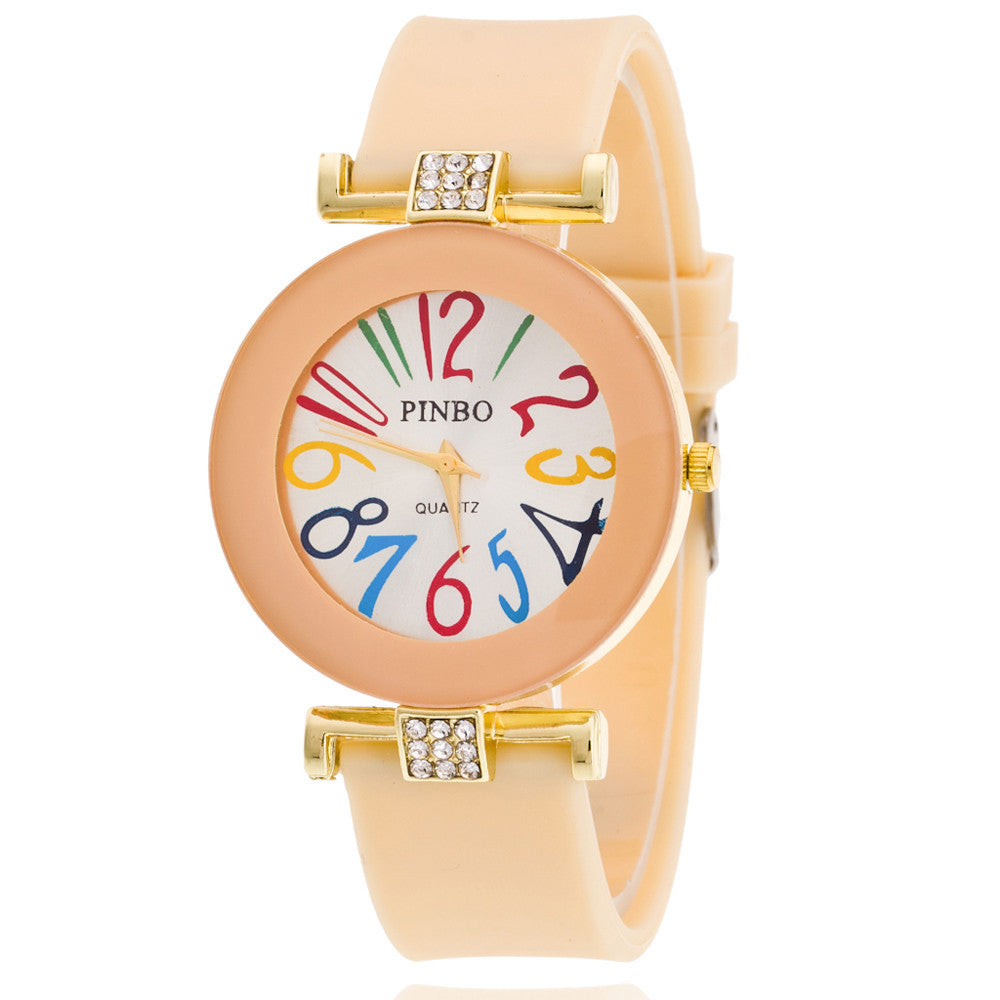 Jelly color digital watch with diamond