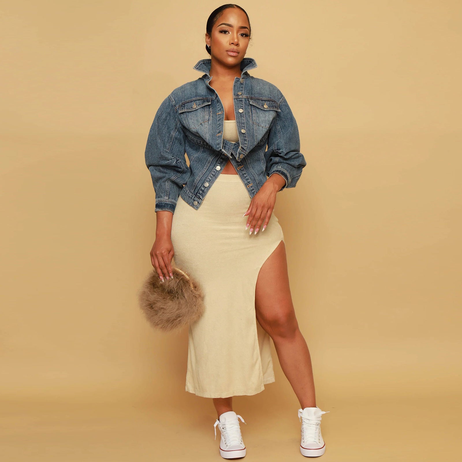 Y2g Style Irregular Two-way Wear Denim Coat