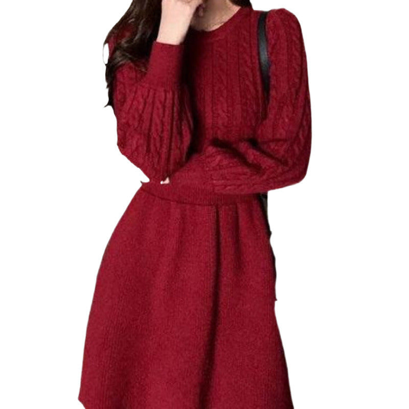 Autumn And Winter Temperament Waist-controlled Base Ride Dress