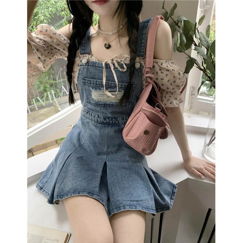 Women's Fashion Casual Denim Brace Dress