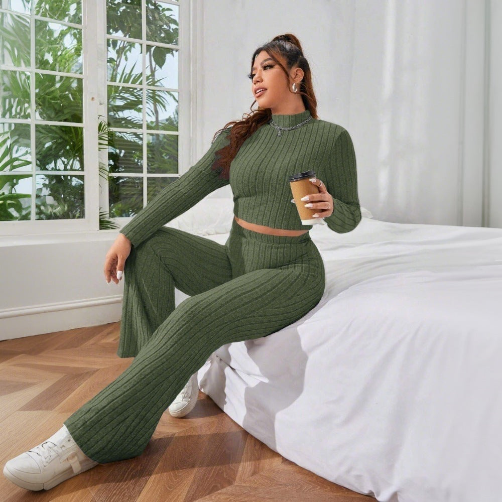 Autumn And Winter Solid Color Comfortable Slim Fit Two-piece Suit