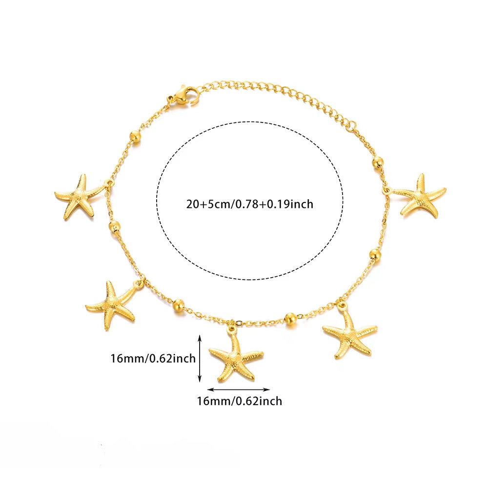 Dolphin Starfish Shell Pendant Ocean Series Anklet