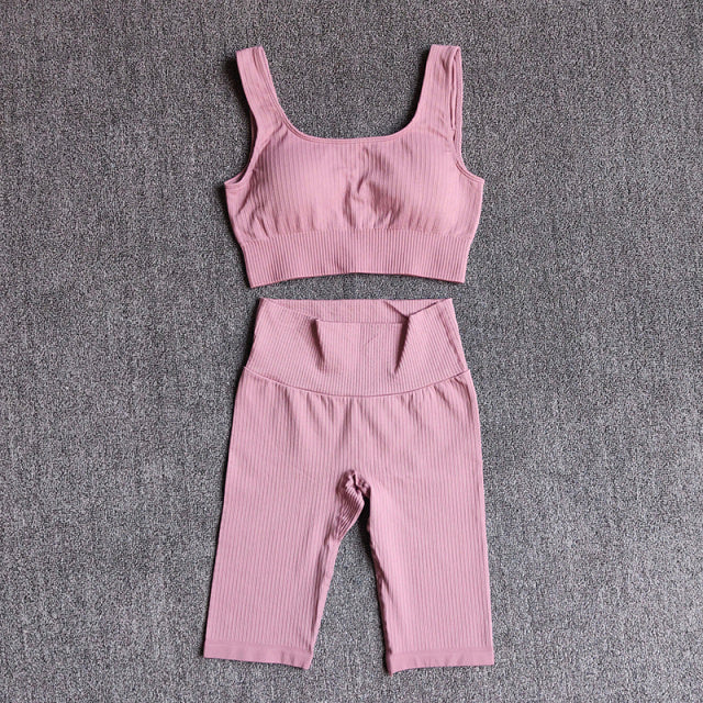 Seamless Women Yoga Set Sports Bra Shorts