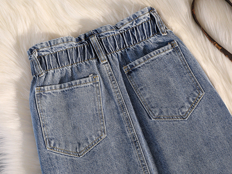 Women's Fashion Elastic High-waisted Knee-length Skirt