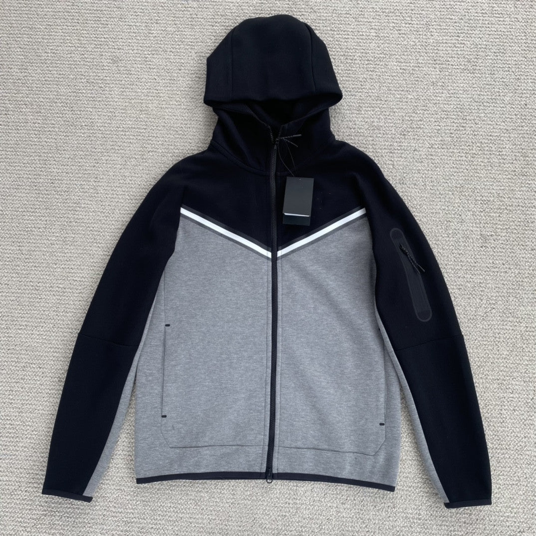 Men's Cotton Knitting Hooded Zipper Sweater Sports Casual Jacket