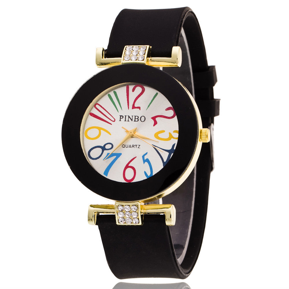 Jelly color digital watch with diamond