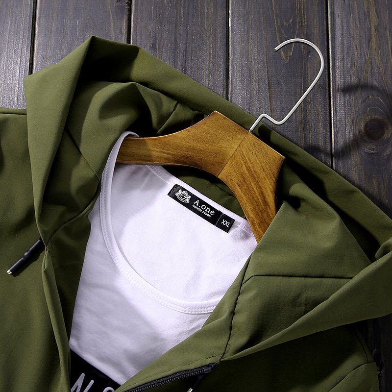 Men's Light Weight Hooded Windbreaker Coat
