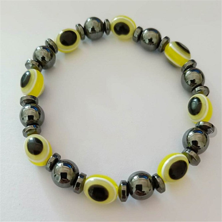 Colorful Flat Beads Black Stone Magnet Elastic Bracelet