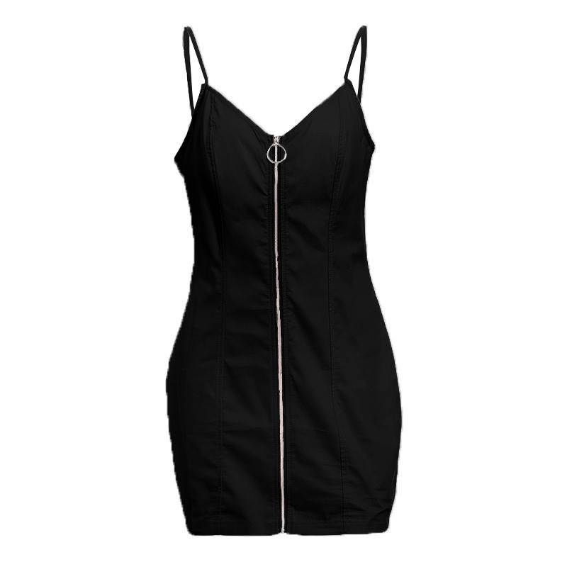Round zipper bag hip sexy strap dress