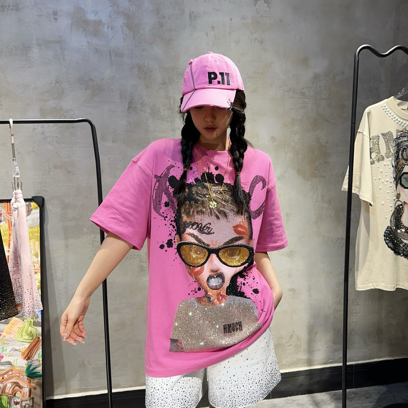 Women's Sunglasses Sweet Cool Cute Loose Inkjet Short Sleeve