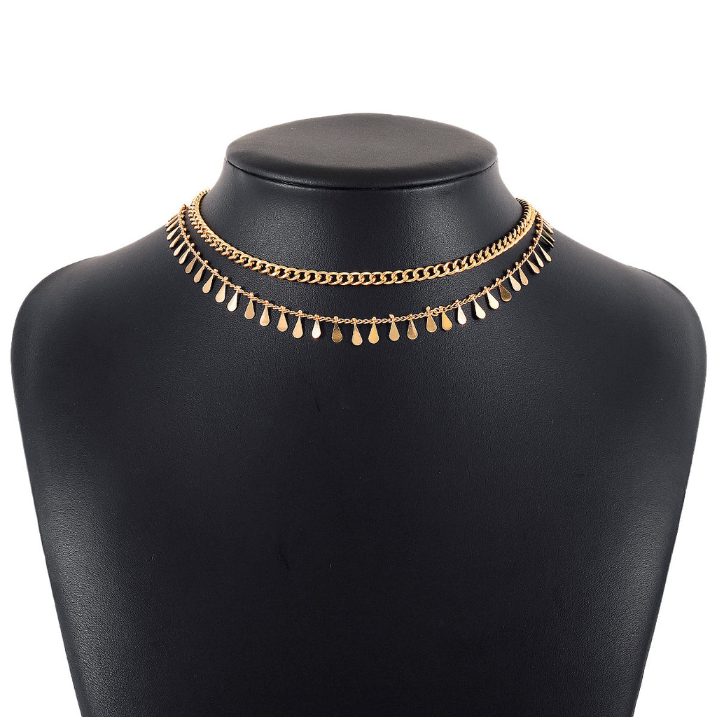 Drop Shape Sequin Commuter Net Red Wind Necklace