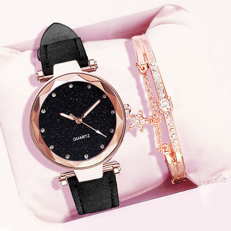 Star Fashion Frosted Belt Watch