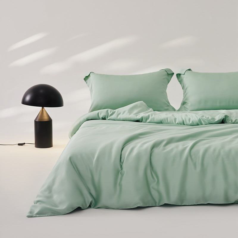 Summer Pure Color Silky Lyocell Cool Feeling Ice Silk Four-piece Set
