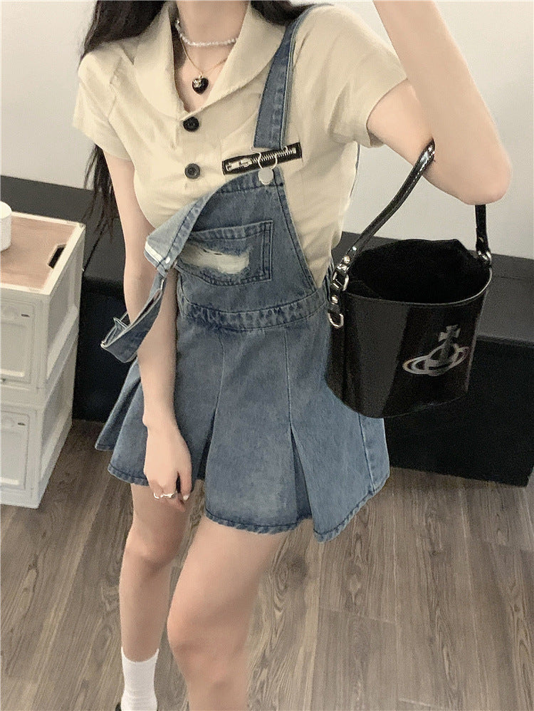 Women's Fashion Casual Denim Brace Dress