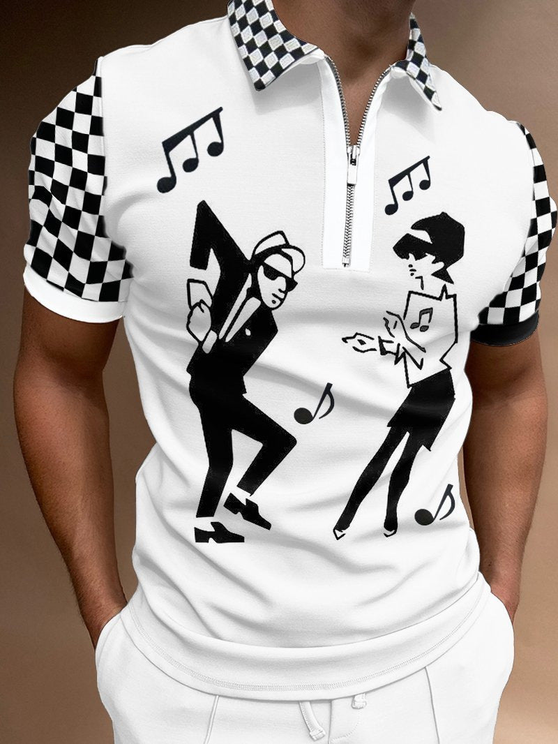 European And American New Men's Top Printed Lapel POLO Shirt