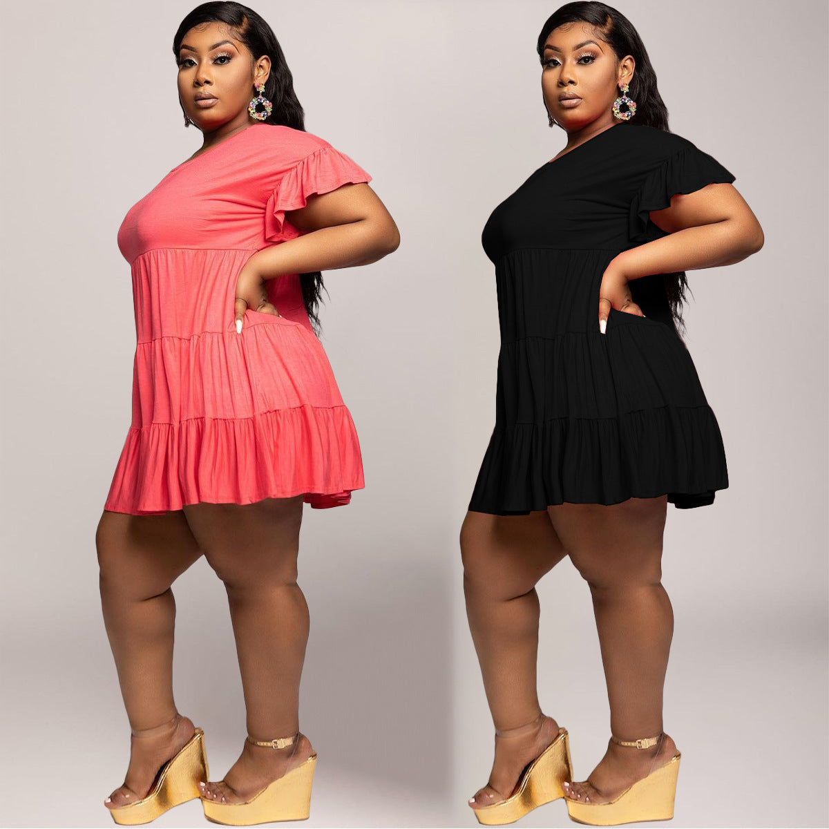 Large Size Stitching Fashion Casual Simple Dress