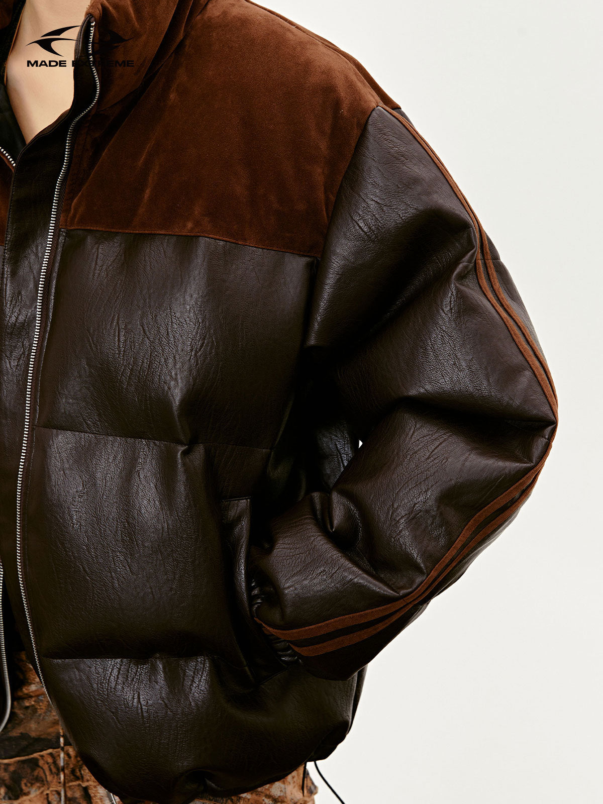 Leather Semi-high Collar Warm Bread Cotton-padded Jacket