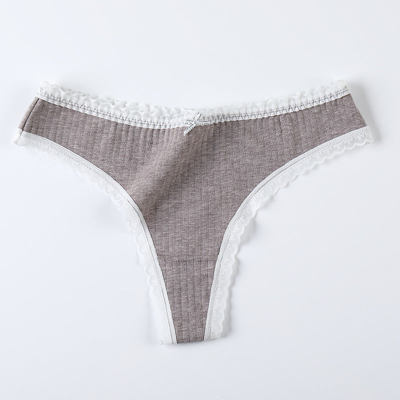 Silk T-shaped Women's Cotton Lace-trimmed T-shaped Panties