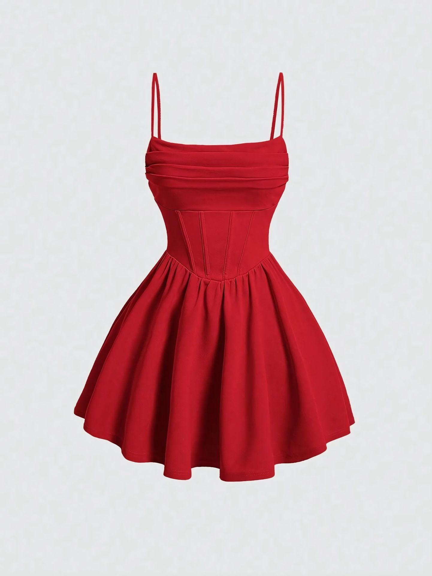 Sexy Dress Solid Color Pleated Back Zipper Sling Dress