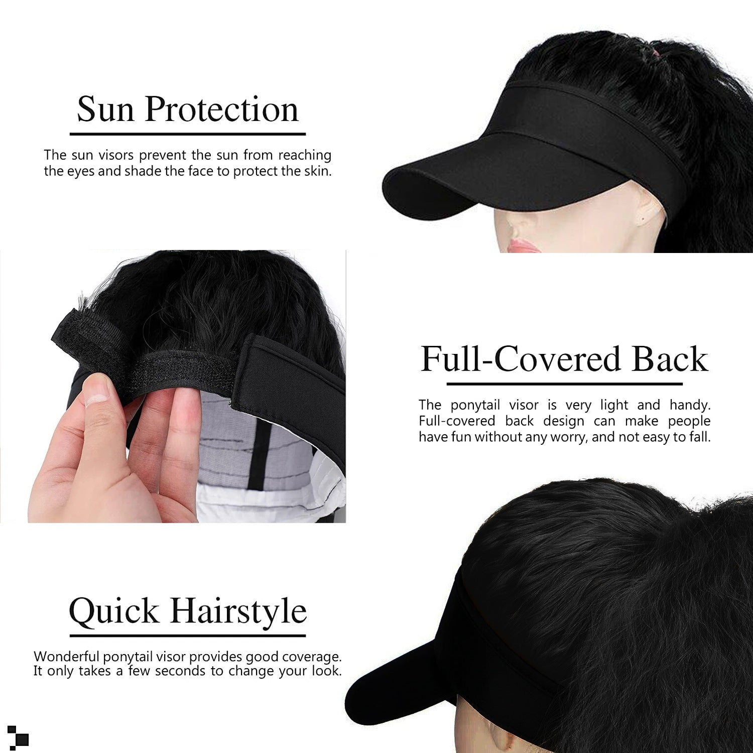 Women's Personality Horse Tail Waves Roll Hooded Wig