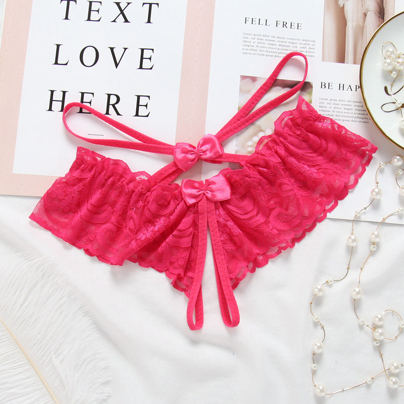 Women's Underwear Transparent Temptation T-shaped Panties Low Waist Lace Crotch-free Breathable Briefs