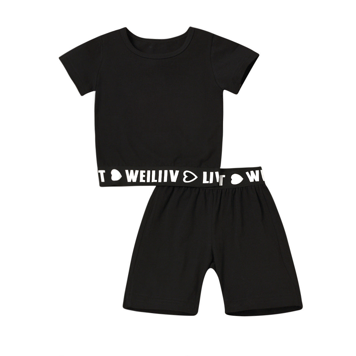 Sports Style Letter Short Sleeve Two-piece Set