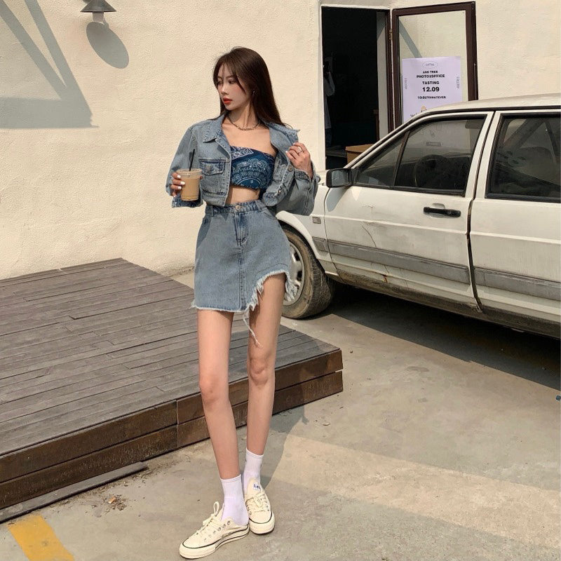 Women's Retro Tooling Denim Short Coat