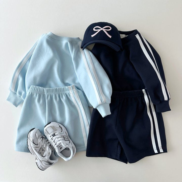 Boys And Girls Striped Color Matching Sports And Leisure Long Sleeve Two-piece Set
