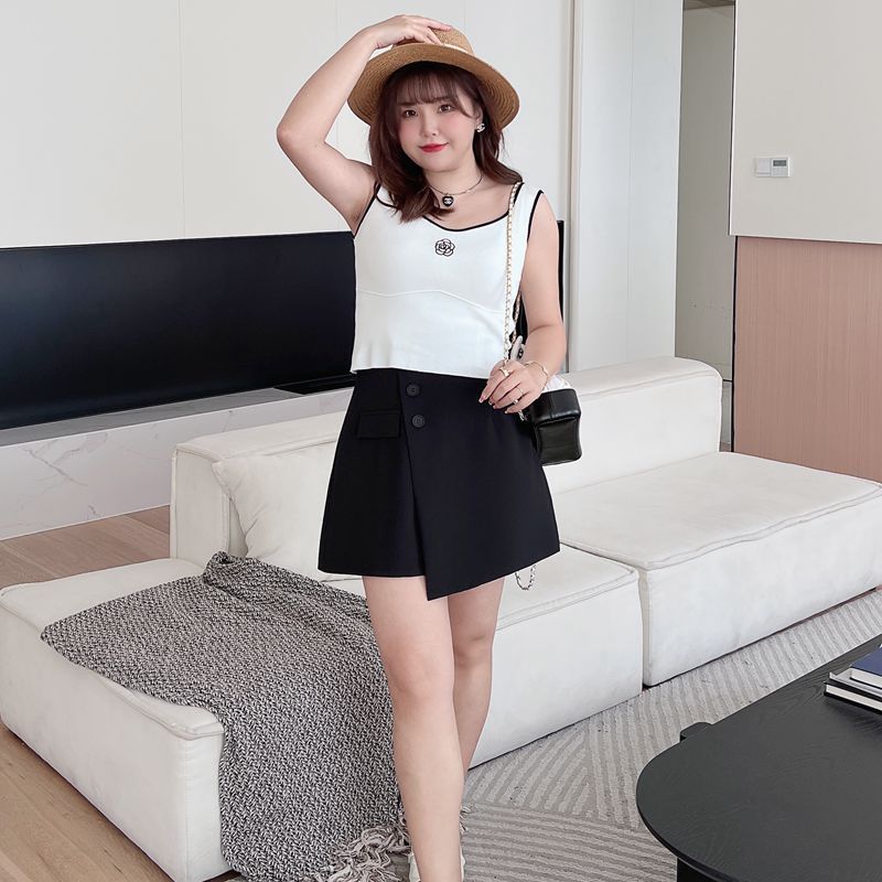 A-line High-waisted Suit With Anti-glare Culottes