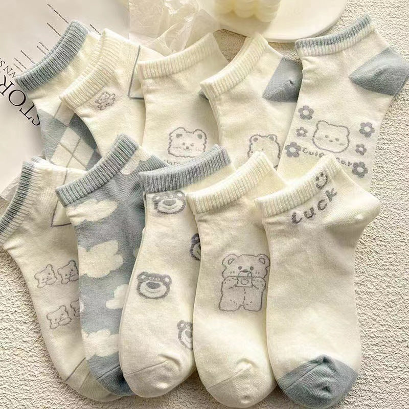 Blue Socks Women's Socks Shallow Mouth Summer Thin Style