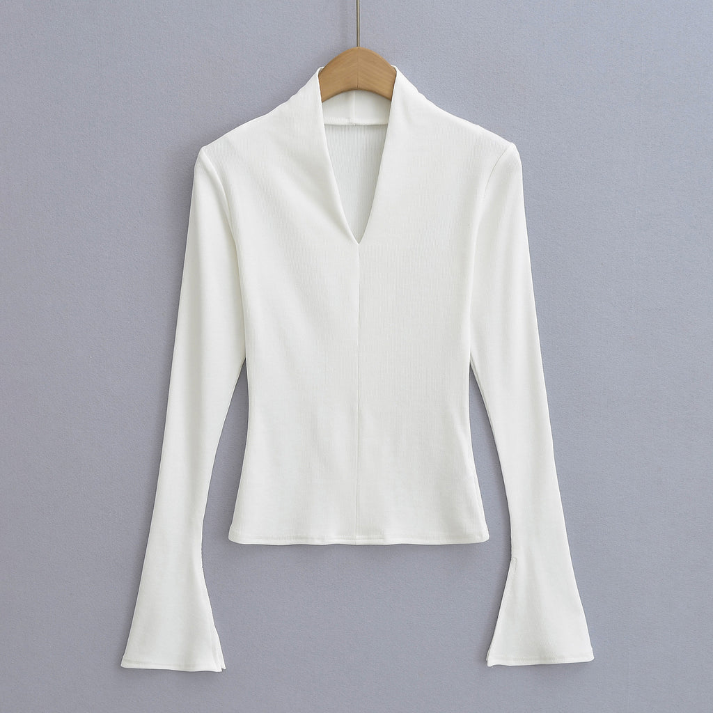 Women's Bottoming Shirt Sexy Slim Flared Long Sleeve