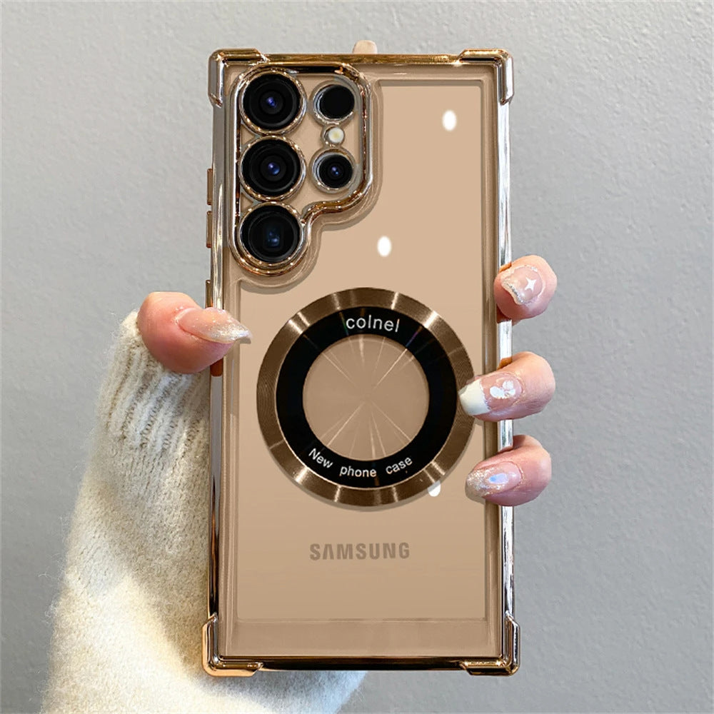 Phone Case Magnetic Suction Airbag Electroplating Transparent