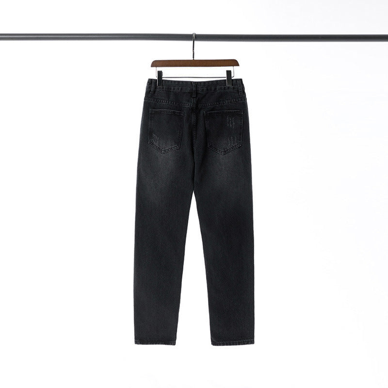 Classic Washed Old Knife Ripped Denim Length
