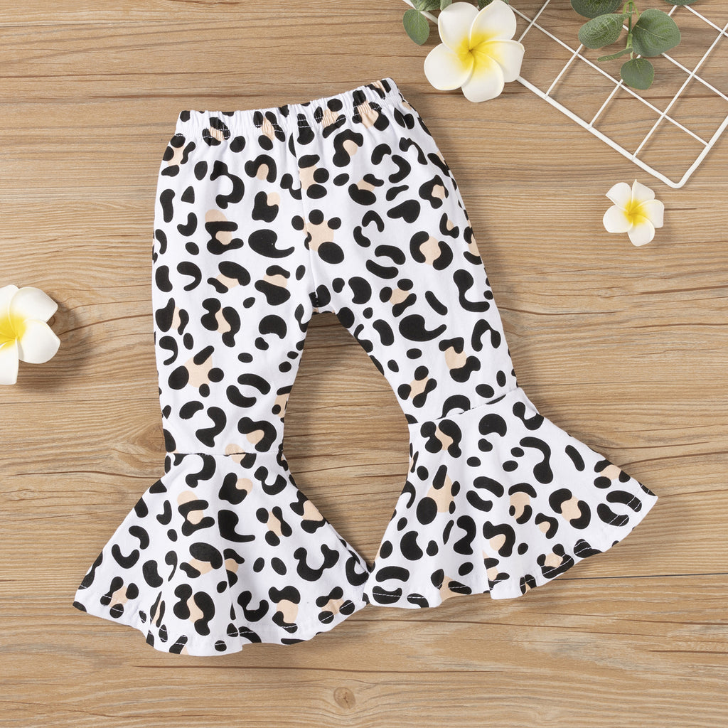 Children Leopard Flared Pants Casual Suit