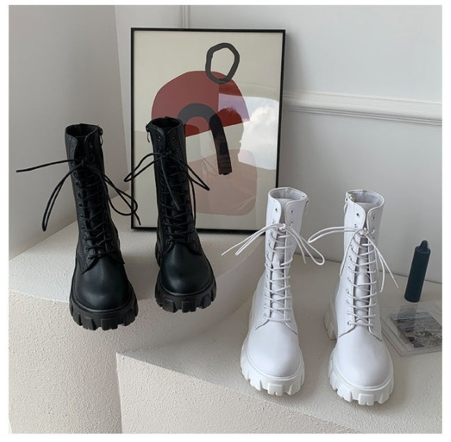 Zippered heightened platform Martin boots
