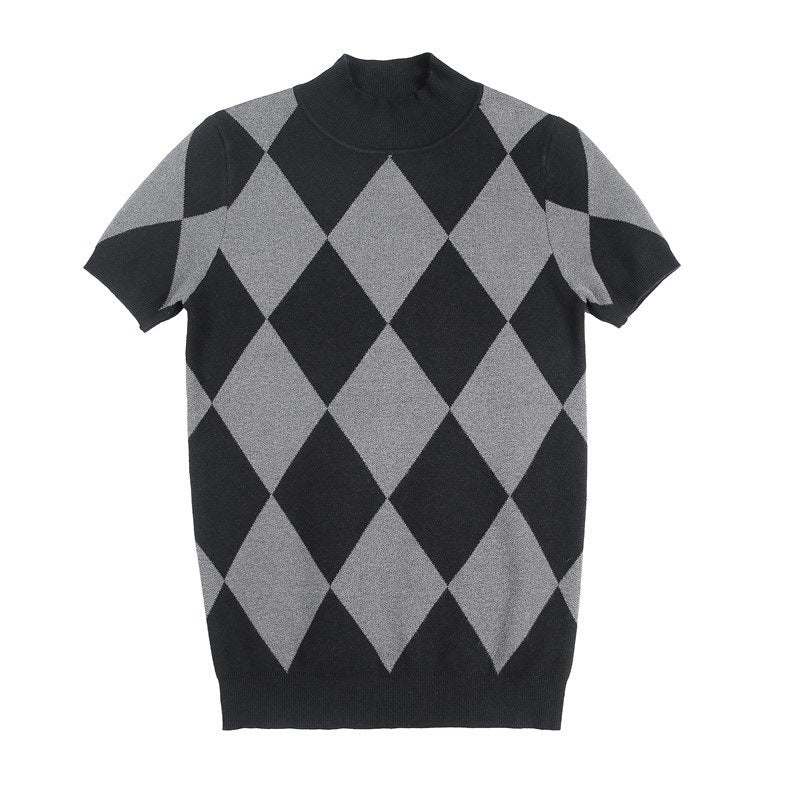 Half Turtleneck Short Sleeve High Density Sweater Men's Pullover Bottoming Shirt