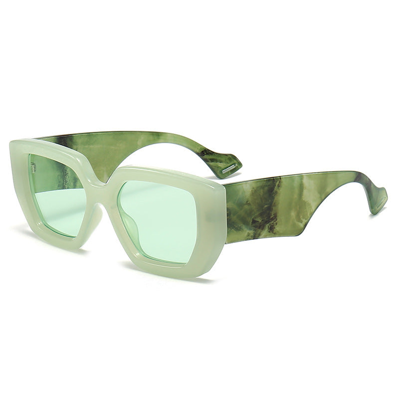 Big Square Rim Contrast Color Sunglasses Female To Make Round Face Thin-looked Fashion